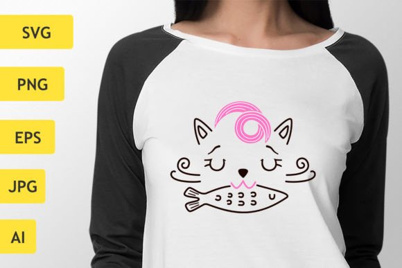 Cat with a Fish SVG Cute Funny Cat Review