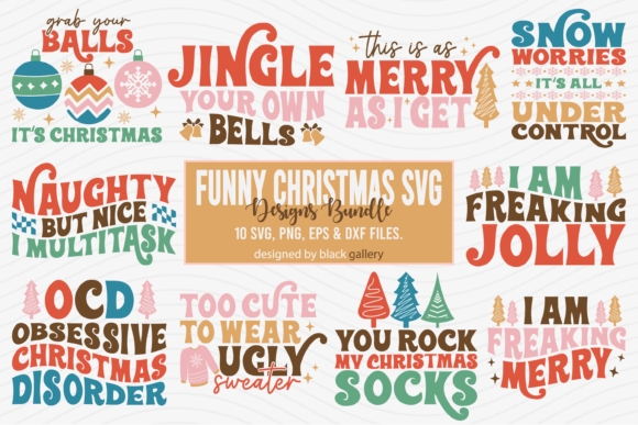 Retro Funny Christmas Quotes SVG Bundle Review